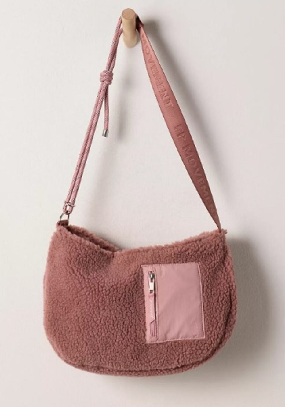 NWOT Free People Movement Slopes Sherpa Sling Bag | Dusty Pink | OS